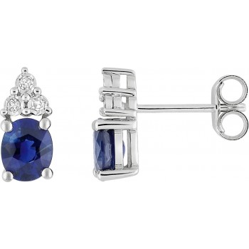 Boucles d'oreilles ECHAPPEE or blanc 750 /°° diamants saphirs bleus