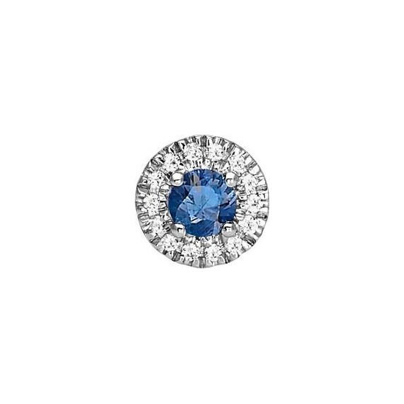 Boucles d'oreilles MESANGE or blanc 750 /°° diamants saphir bleu 0.18 carat