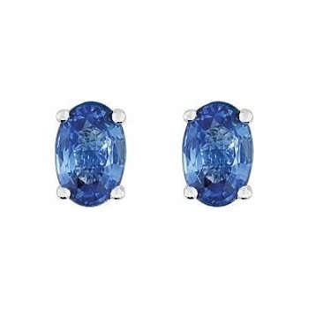 Boucles d'oreilles AVOCETTE or blanc 750 /°° saphirs bleus 1.40 carat