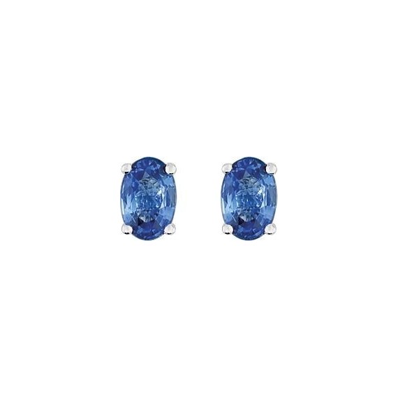 Boucles d'oreilles AVOCETTE or blanc 750 /°° saphirs bleus 1.40 carat
