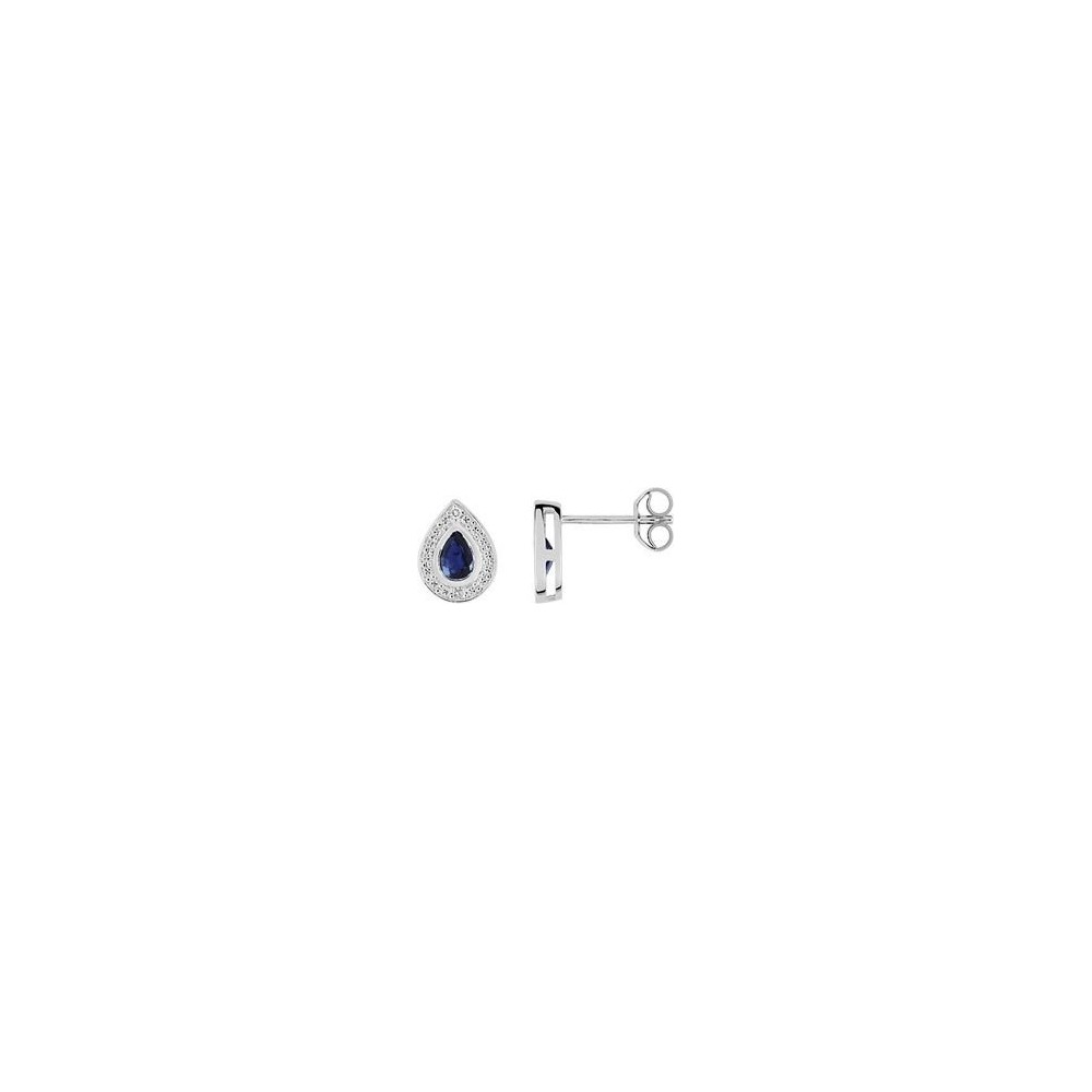 Boucles d'oreilles CAMILLA  or blanc 750/°° diamants saphirs bleus