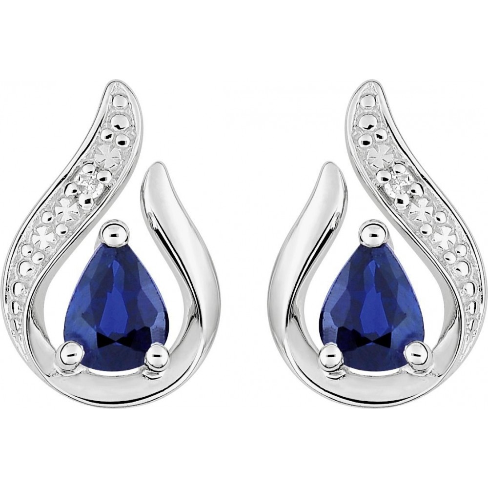 Boucles d'oreilles VERTIGO or blanc 750 /°° diamants saphirs bleus