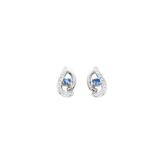 Boucles d'oreilles ENA or blanc 750 /°° saphirs bleus