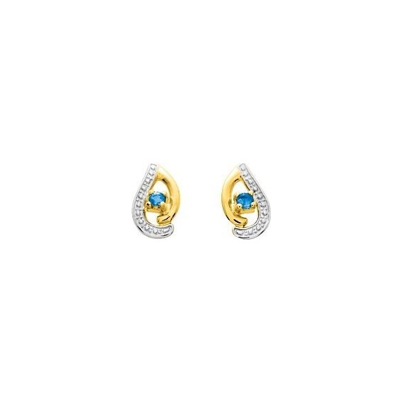 Boucles d'oreilles ENA or jaune 750 /°° saphirs bleus
