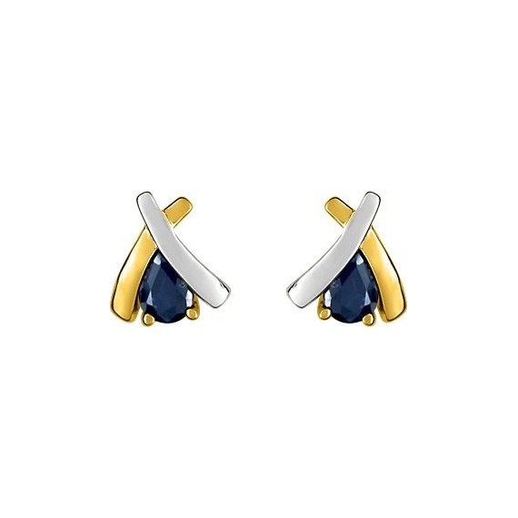 Boucles d'oreilles BAZIA or jaune 750 /°° saphirs bleus