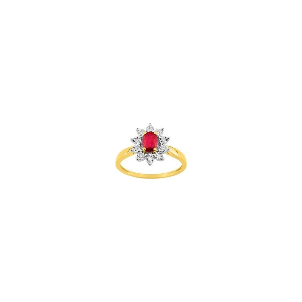 Bague PURE or jaune 750/°° diamants rubis 0.54 carat