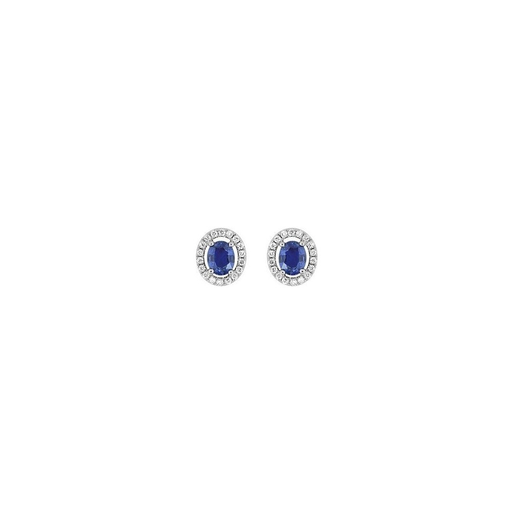 Boucles d'oreilles KATE or blanc 750 /°° saphirs bleus