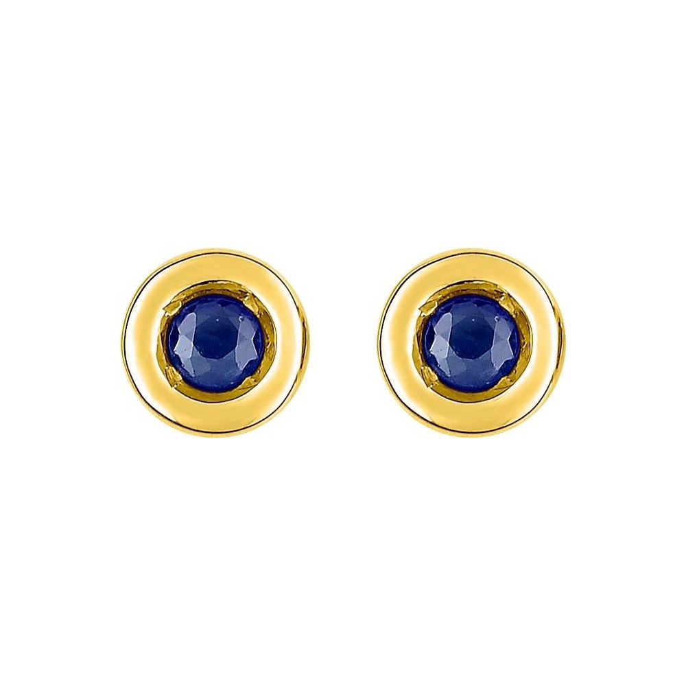 Boucles d'oreilles CHAILLES or jaune 750 /°° saphirs bleus diamètre 3 mm