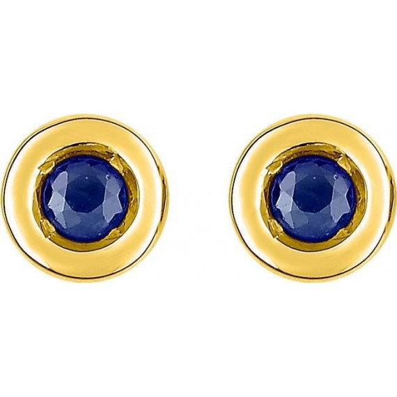 Boucles d'oreilles CHAILLES or jaune 750 /°° saphirs bleus diamètre 3 mm