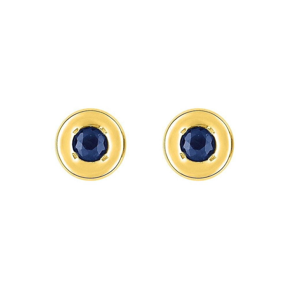 Boucles d'oreilles CHAILLES or jaune 750 /°° saphirs bleus diamètre 2.5 mm
