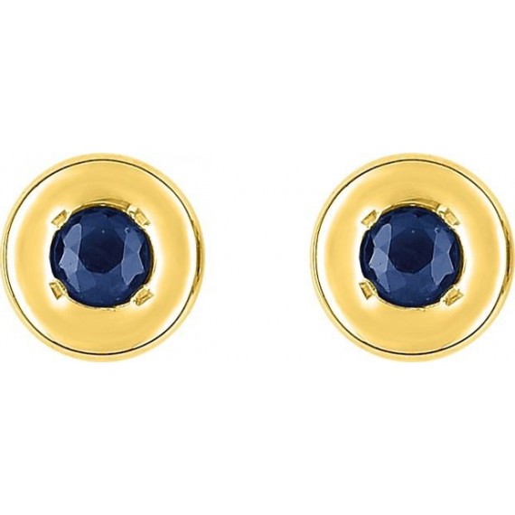 Boucles d'oreilles CHAILLES or jaune 750 /°° saphirs bleus diamètre 2.5 mm