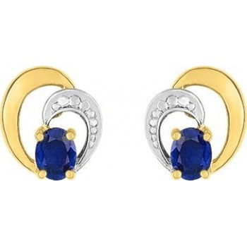 Boucles d'oreilles PALMI or jaune 750 /°° saphirs bleus 0.44 carat