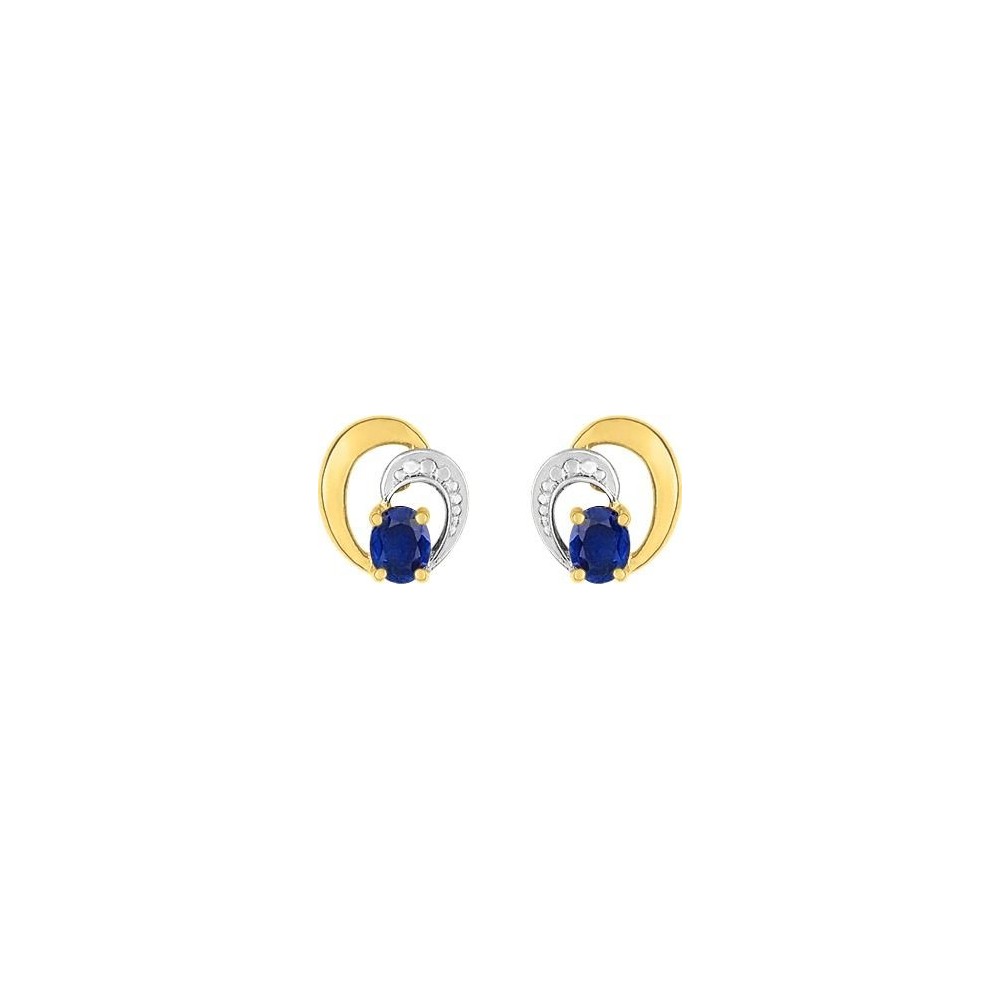 Boucles d'oreilles PALMI or jaune 750 /°° saphirs bleus 0.44 carat