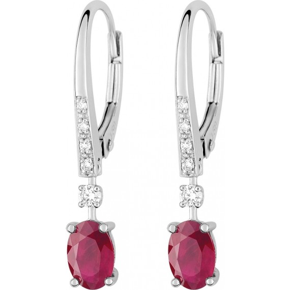 Boucles d'oreilles DELICIEUSE or blanc 750 /°° diamants rubis 1,09 carat