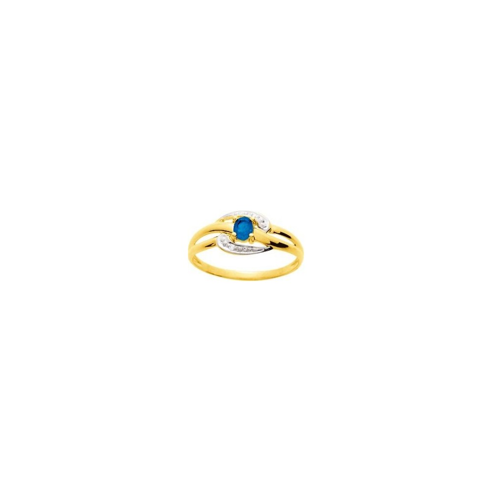 Bague CELINE or jaune 750 /°° diamants saphir bleu