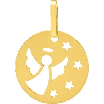 Médaille DOMINIQUE Ange or jaune 750 /°° diamètre 16 mm