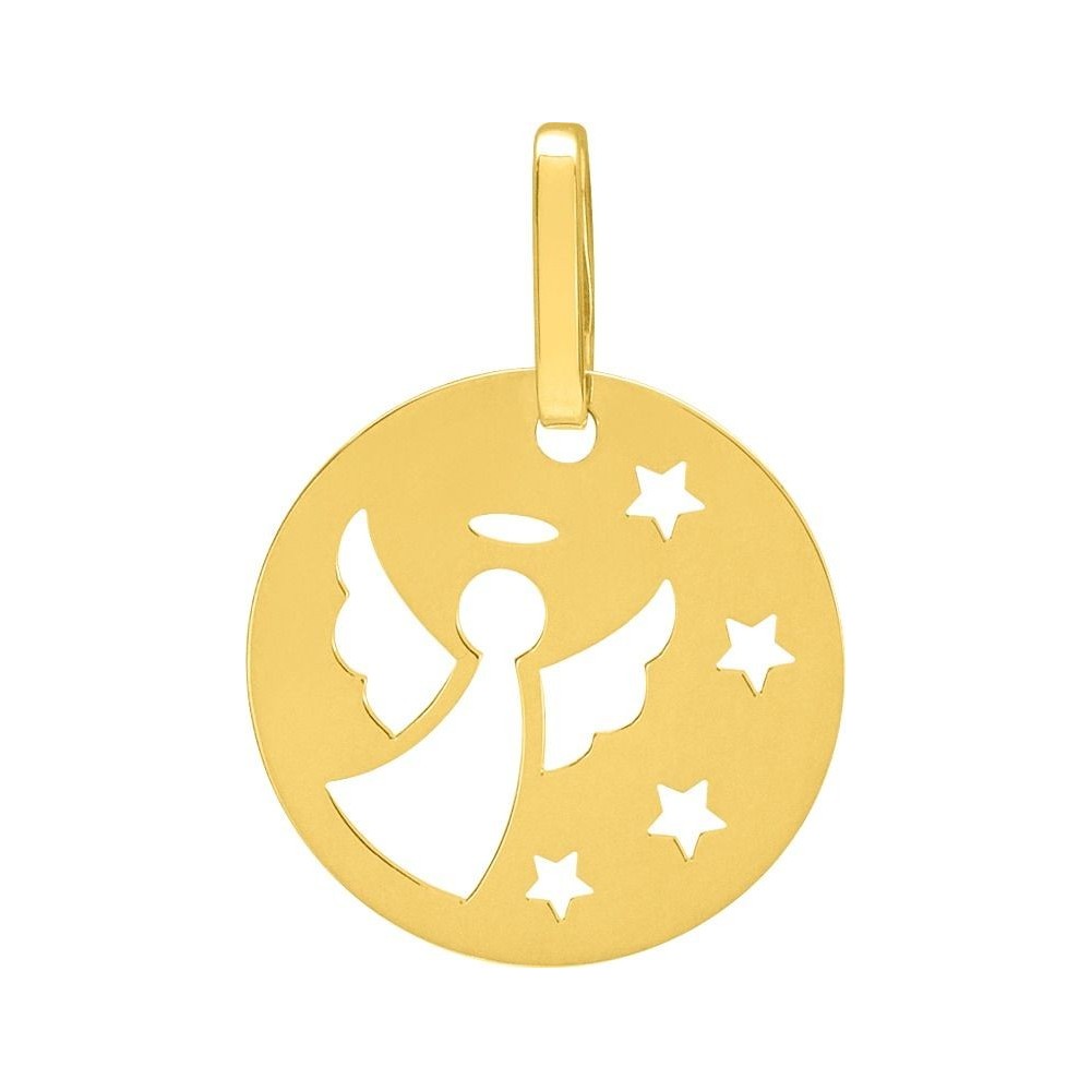 Médaille DOMINIQUE Ange or jaune 750 /°° diamètre 16 mm