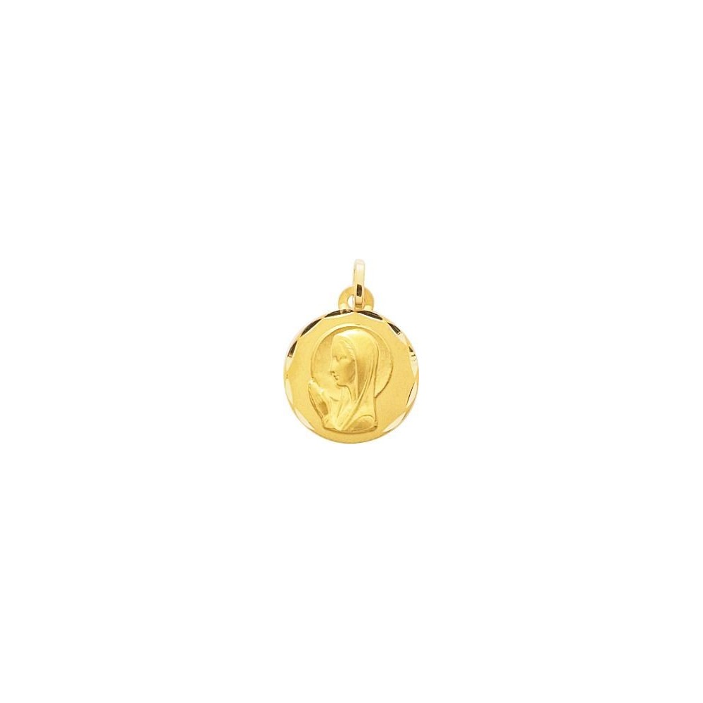 Médaille Vierge EVELYNE  or jaune 750 /°° diamètre 17 mm