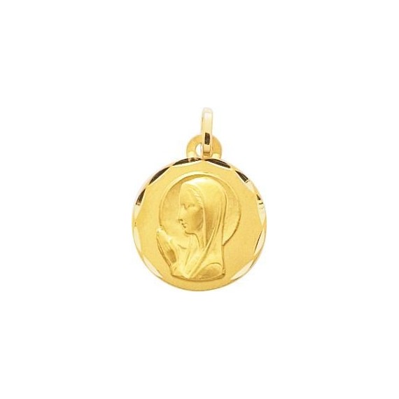 Médaille Vierge EVELYNE  or jaune 750 /°° diamètre 17 mm