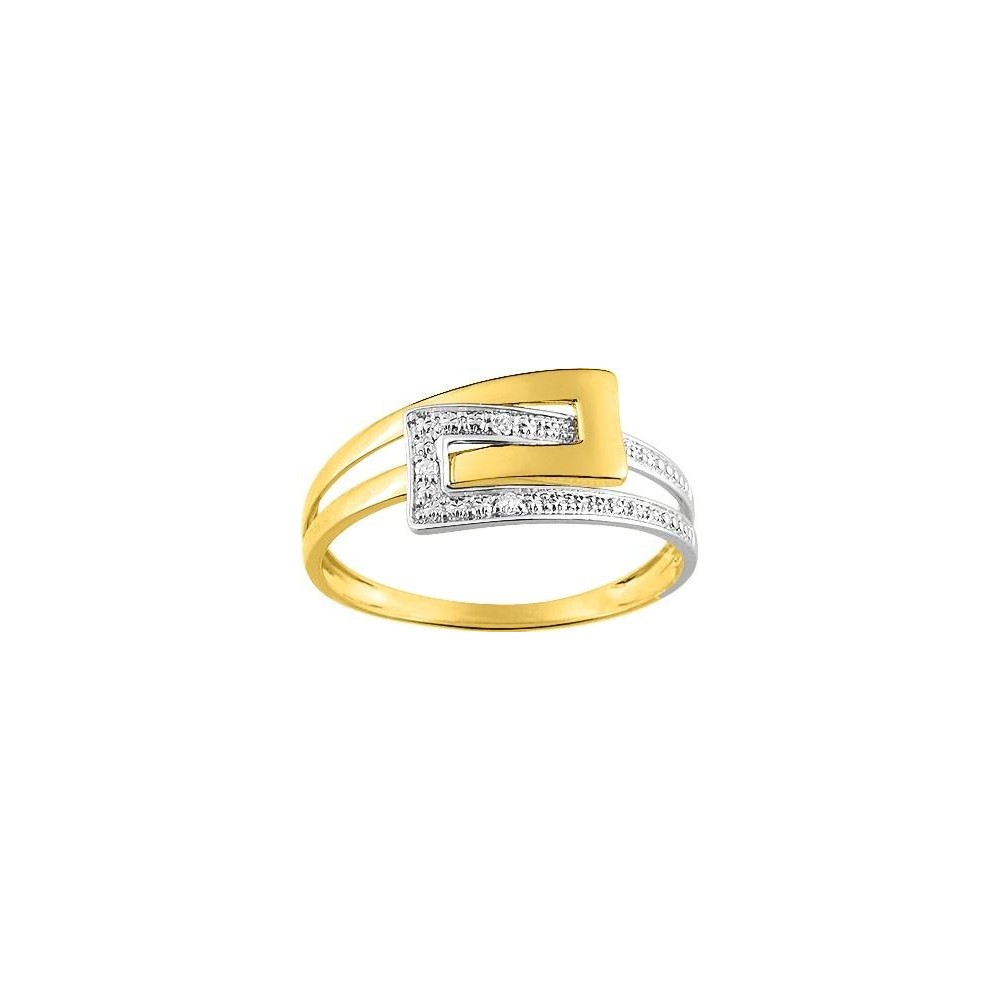 Bague BOUCLE or jaune 750 /°°  diamants 0,01 carat