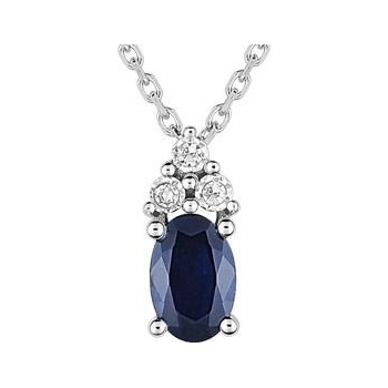 Collier  EDNA or blanc 750 /°° diamants saphir bleu 0.56 carat