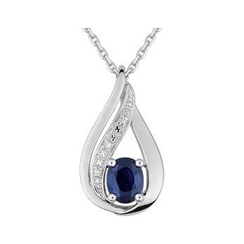 Collier ALYSSSA  or blanc 750 /°° diamants saphir bleu 0,47 carat