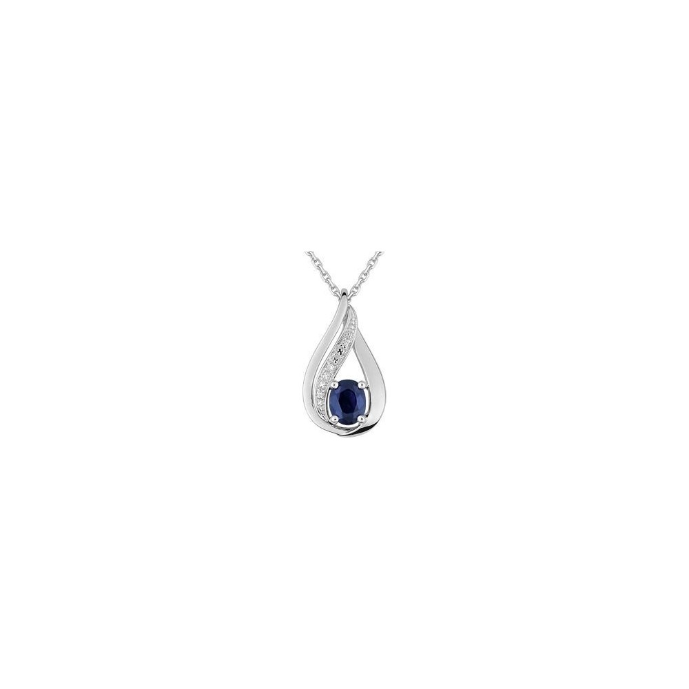 Collier ALYSSSA  or blanc 750 /°° diamants saphir bleu 0,47 carat