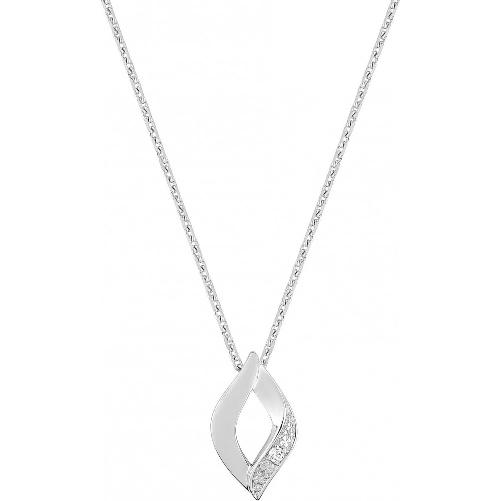 Collier ERABLE or blanc or blanc 750 /°° diamants 0,01 carat