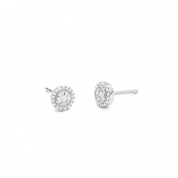 Boucles d'oreilles ROSACE or blanc 750 /°° diamants 0.15 carat