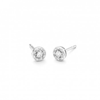 Boucles d'oreilles ROSACE or blanc 750 /°° diamants 0.16 carat