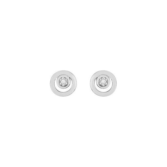 Boucles d'oreilles NICOLE or blanc 750 /°° diamants 0.01 carat