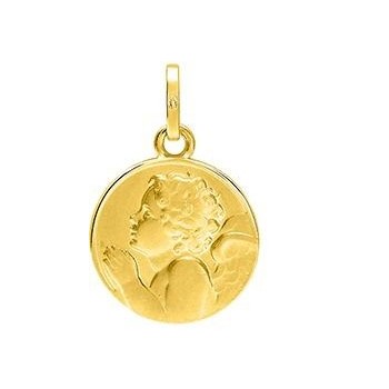 Médaille JULES Ange or jaune 750 /°° diamètre 14 mm