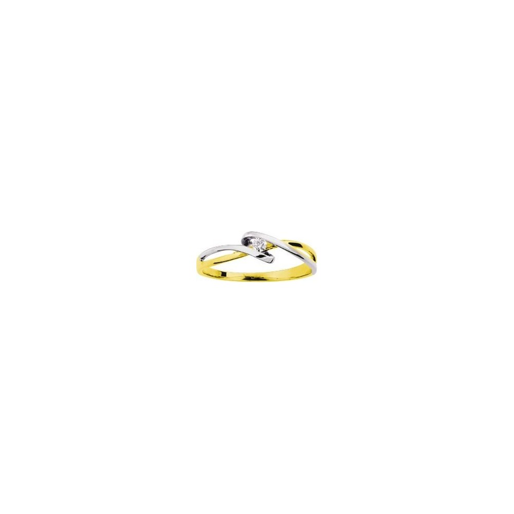 Bague  ENLACEE or jaune 750 /°° or blanc diamants 0.04 carat