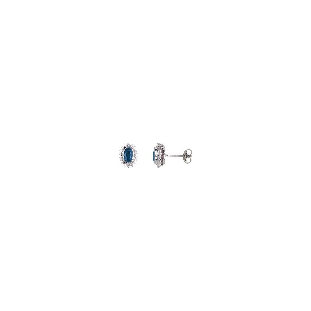 Boucles d'oreilles RIO or blanc 750 /°° saphirs bleus oxydes de zirconium