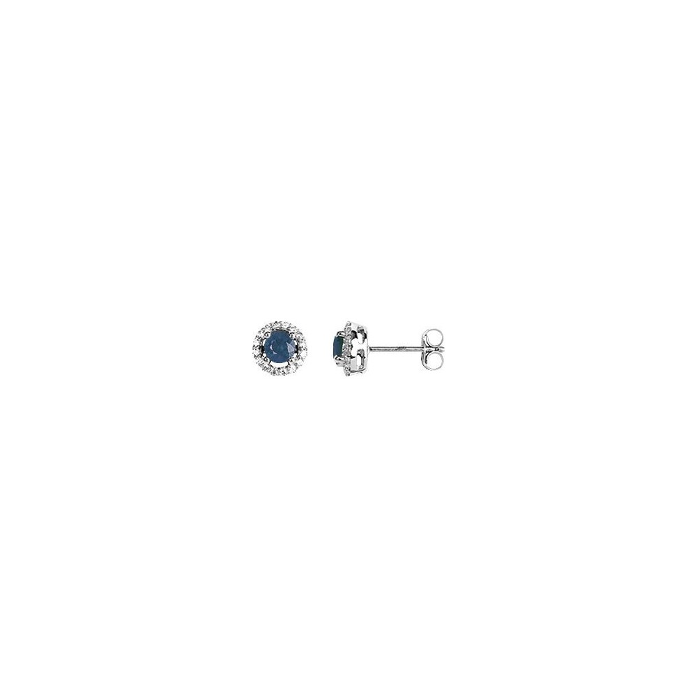 Boucles d'oreilles BAHIA or blanc 750 /°° saphirs bleus oxydes de zirconium