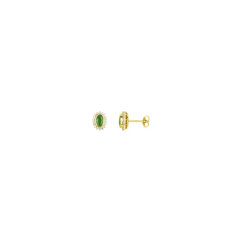 Boucles d'oreilles RIO or jaune 750 /°° émeraudes oxydes de zirconium
