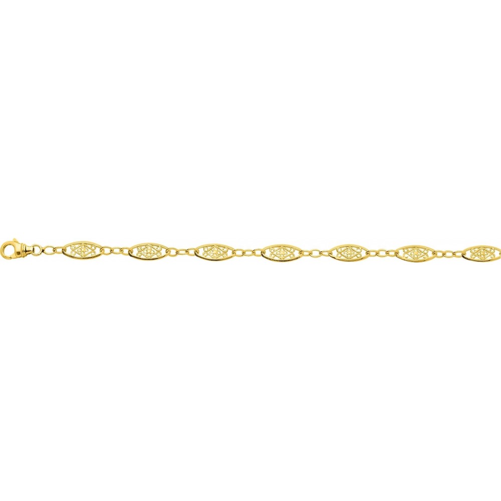 Bracelet PERRINE or jaune 750 /°° mailles filigrane