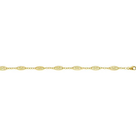 Bracelet MARGOT or jaune 750 /°° mailles filigrane