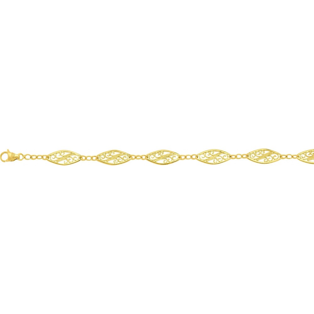 Bracelet HELIETTE or jaune 750 /°° mailles filigrane