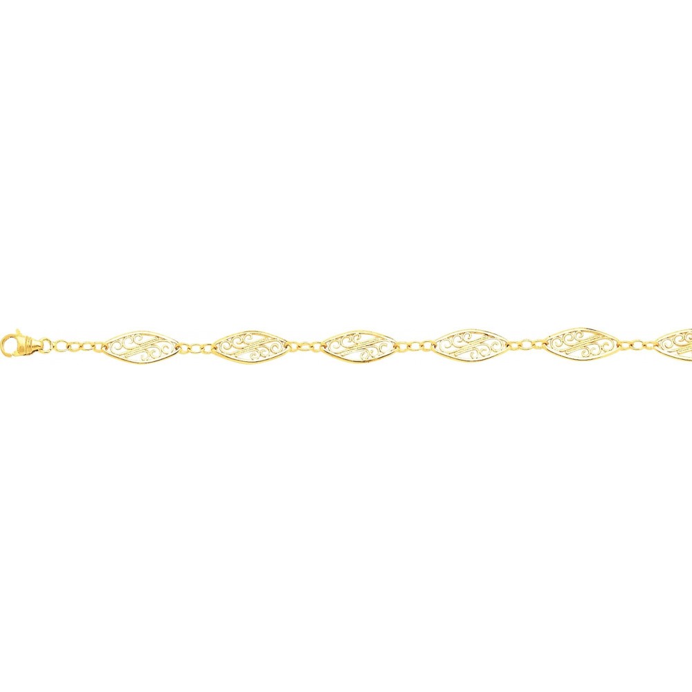 Bracelet or jaune 750/°° mailles filigrane