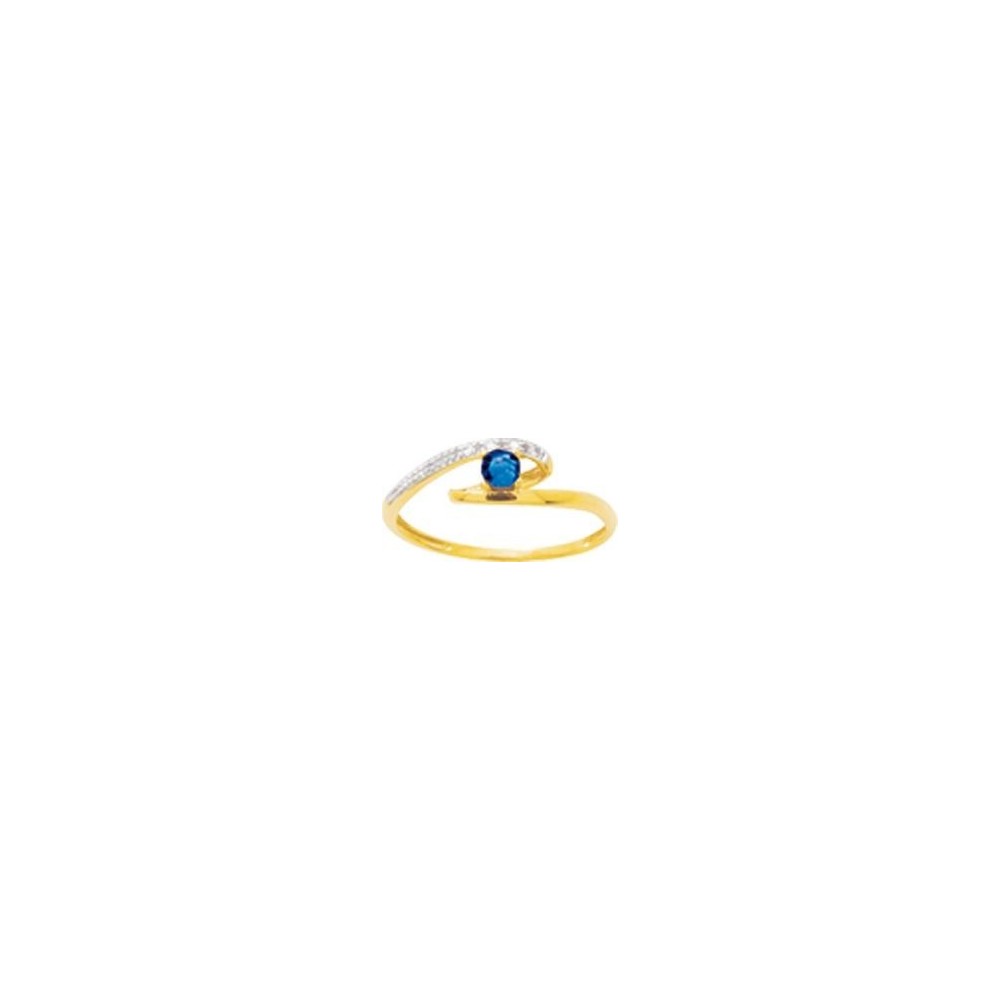 Bague PHOEBEE or jaune 750 /°° diamants saphir bleu