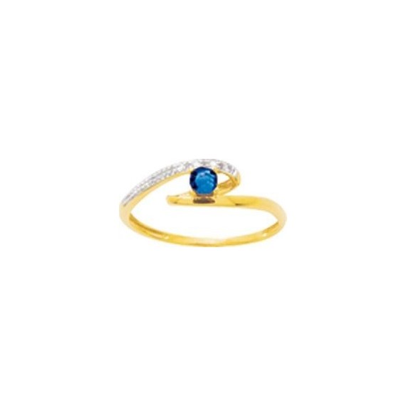 Bague PHOEBEE or jaune 750 /°° diamants saphir bleu