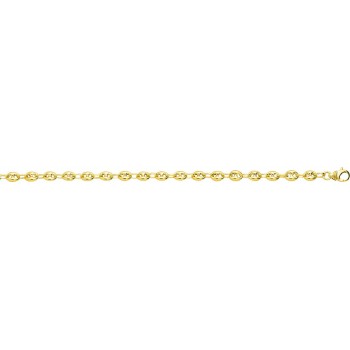 Bracelet ENVOL or jaune 750 /°° mailles grains de café creuses  largeur 5 mm