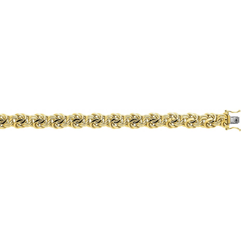 Bracelet QUENN or jaune 750 /°° mailles royales  largeur 12 mm