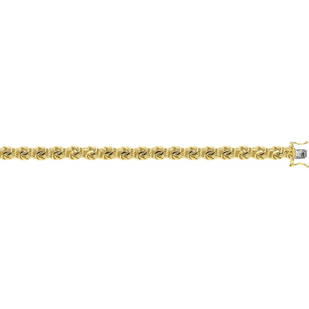 Bracelet QUEEN or jaune  750 /°° mailles royales  largeur 8 mm