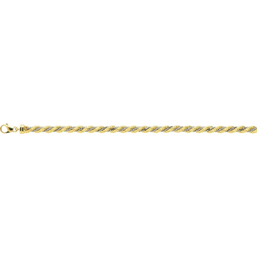 Bracelet NEVE or jaune or blanc 750/°° mailles corde et vénitienne diamètre 5 mm