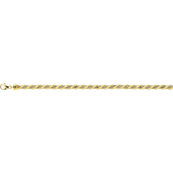 Bracelet NEVE or jaune or blanc 750/°° mailles corde et vénitienne diamètre 5 mm