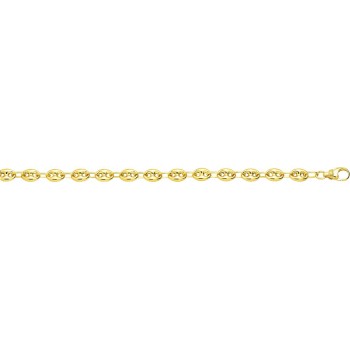 Bracelet or jaune 750 /°° mailles grains de café creuses  largeur 7 mm