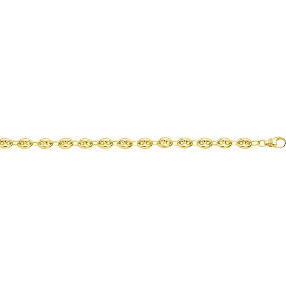 Bracelet or jaune 750 /°° mailles grains de café creuses  largeur 7 mm
