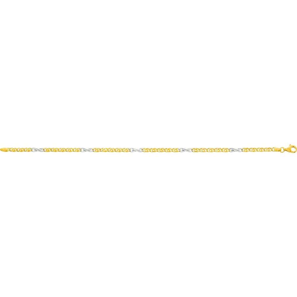 Bracelet FJORD or jaune or blanc 750 /°° mailles bâton et huit largeur 3 mm
